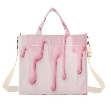 Imagem de Burbuja Sacola feminina rosa creme, bolsa tiracolo de veludo cotelê, bolsa tiracolo para compras, trabalho, viagem, P, B403, Small