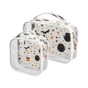 Imagem de xigua Bolsa de maquiagem feminina de fantasmas de bruxas, transparente, bolsa de cosméticos de viagem, bolsa de higiene portátil à prova d'água para viagens, férias, organização de banheiro