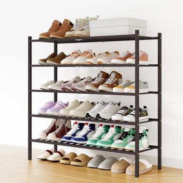 Imagem de Smiry Sapateira, organizador de sapatos de bambu longo de 5 níveis, prateleira empilhável de madeira para armário, entrada, entrada da porta da frente, marrom