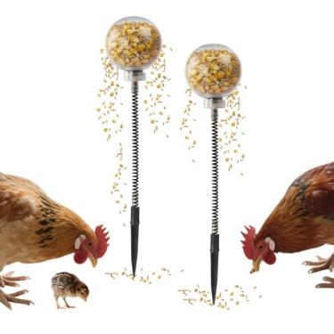 Imagem de NZELSW 2 peças de brinquedos de bico de frango, dispensador de guloseimas de frango, brinquedos de enriquecimento de galinhas movidas a mola, melhor destruidor de tédio para galinhas, patos e pássaros