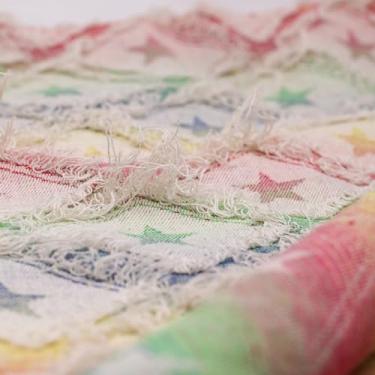 Imagem de Tecido jeans jacquard de 300 g | Base multicolorida com padrão estrela de tratamento pré-lavagem | 80% algodão, 20% poliéster, 167 cm de largura, pré-cortado não elástico por jarda (pré-corte de 3