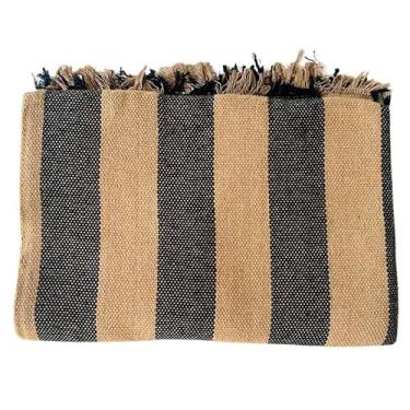 Imagem de Manta de Algodão Grande para Sofá Casal King 3,00X1,80M Grande 2,40X1,80m Pop pequena 2,20X1,50M sua casa(CARAMELO COM PRETO LISTRADO)