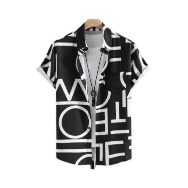 Imagem de Camisas Havaianas Masculinas De Manga Curta Com Estampa Em Patchwork 3