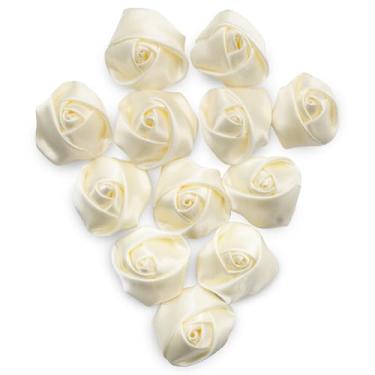 Imagem de Summer-Ray 30 peças de rosas de fita de cetim com forro de feltro – flores de tecido feitas à mão de 2 cm para artesanato, costura, embrulho de presente, decoração de casamento – lote de cores