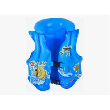 Imagem de Bóia Colete Infantil Estilo Salva Vidas Inflável Praia Piscina Verão (Azul)