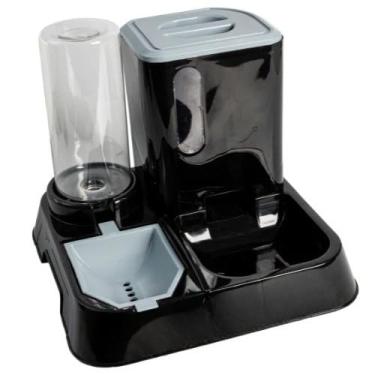 Imagem de Kit Bebedouro e Comedouro Automático para Cachorro e Gato 1L Premium Reforçado – Alimentador Pet Prático(PRETO)