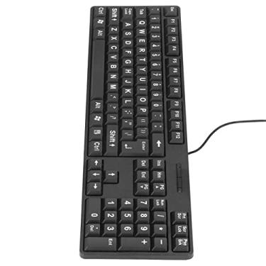 Imagem de Generic Teclado Grande Com Fio ABS Com Texto Legível, Teclado USB de Caracteres Grandes Com 104 Teclas para Idosos e Crianças