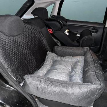 Imagem de Kit 2 Peças Cama Pet e Protetor de Banco 2 em 1 para Carro Grande com Colchonete Toddy Liso Impermeável (Preto)