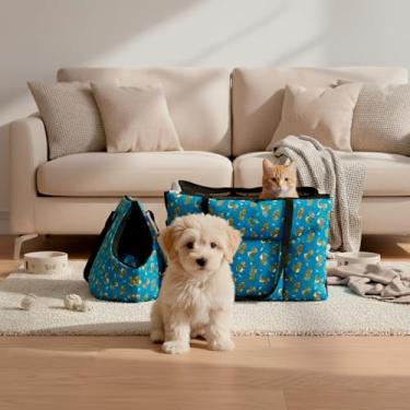 Imagem de Bolsa Pet Amor 2 em 1 Impermeável para Passeio e Viagem (Dino Azul)