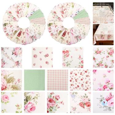 Imagem de 126 pacotes de berloques para acolchoamento, tecido de impressão floral de algodão macio e respirável, quadrado 12 x 12 cm, suprimentos para acolchoar pré-cortados para costura, artesanato de