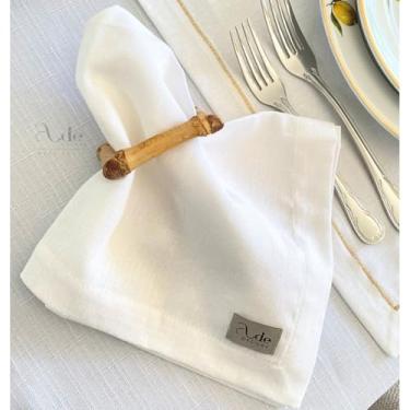Imagem de Guardanapo Linho Classic Branco 40cm Mesa Posta Tecido Premium Viscolino Decoração Enfeite Decorativo