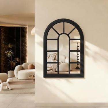 Imagem de Espelho montado na parede, arco preto, grande espelho, moldura de madeira, espelhos decorativos modernos para quarto, sala de estar, entrada, decoração de casa 50 x 71 cm
