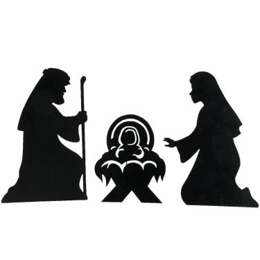 Imagem de Fun Express Placa de jardim com silhueta de presépio de metal para o Natal – conjunto de 3 peças – decoração de casa