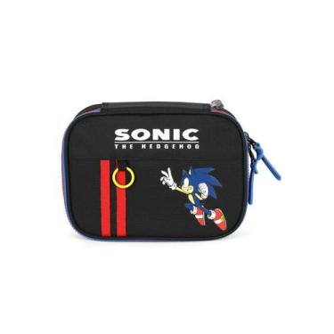 Imagem de Estojo Box Escolar Sonic Meninos Juvenil 36 elásticos - Luxcel, Preto