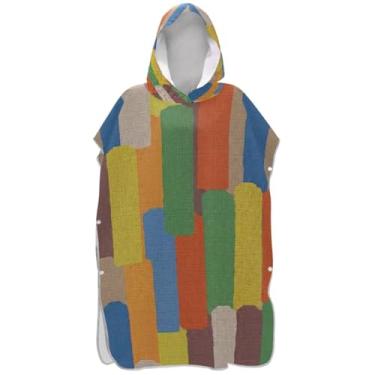 Imagem de Joisal Poncho de surf verde com pincel colorido abstrato para trocador adulto leve poncho masculino com capuz estampa de toalha de praia