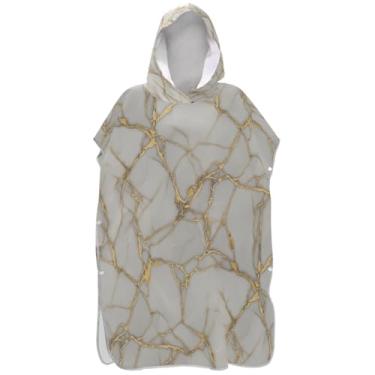 Imagem de Joisal Poncho de surfe para adultos trocador de roupa de banho com capuz bonito secagem rápida textura mármore dourado ponchos adultos para mulheres