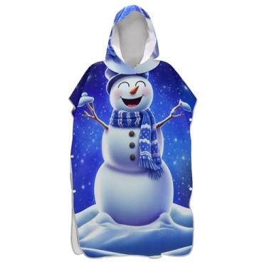 Imagem de Lindo roupão para troca de poncho de surf Snoman de inverno para toalha de banho com capuz de praia Adul Plus Size Ponchos de praia para homens