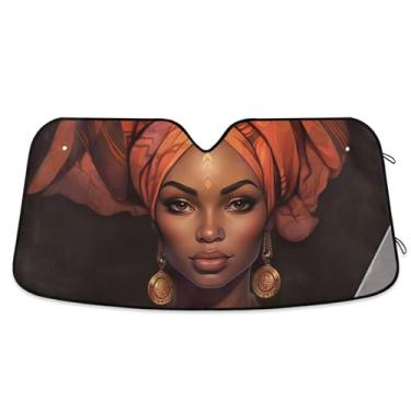 Imagem de Guarda-sol feminino sul-africano personalizado para para-brisa de carro impressão dobrável engraçada protetor solar de para-brisa automotivo S, 134,6 cm x 59,7 cm
