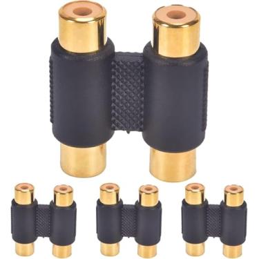 Imagem de YAWALL Acoplador RCA, pacote com 4 cabos RCA fêmea para fêmea, extensão de cabo de áudio e vídeo para amplificador, subwoofer, mixer