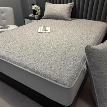 Imagem de Lençol de baixo de microfibra macia de qualidade de hotel, lençol com elástico, protetor de colchão de cama, elástico ultra elástico de 360 graus, resistente a rugas, fácil instalação - Tipo 01||120 x