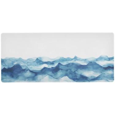 Imagem de Chic Blue Waves Tapete de mesa branco para jogos, controle de precisão, mouse pad grande para mesa, 80 x 39,9 cm, mouse pad gamer