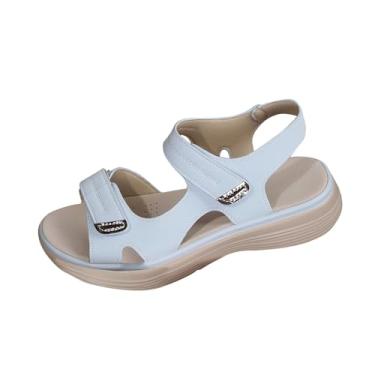 Imagem de Sandálias femininas modernas, casuais, estilo verão, cor sólida, boca de peixe, plataforma grossa, Azul royal, 35