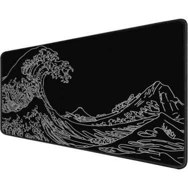 Imagem de Tapete de mouse grande para jogos, teclado de computador estendido, 2GG, com bordas costuradas, 80 cm x 39,9 cm, base de borracha antiderrapante, impermeável, para trabalho, jogos, escritório, casa