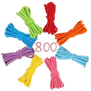 Imagem de 800 peças de laços de tear de tecelagem, laços de recarga de arco-íris faça você mesmo, laço elástico colorido para projetos de artesanato DIY, compatível com máquina de tecelagem de 17 cm