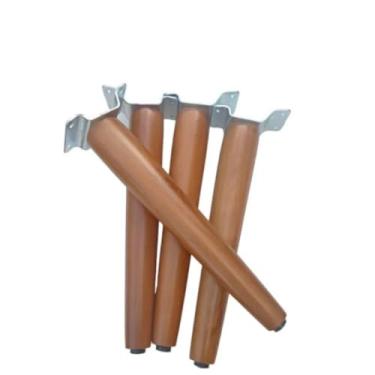 Imagem de Pés de Móveis Palito Madeira Kit 4 25cm com Chapinhas Para Mesas Sofás Pufs Ideal para Proprietários e Decoradores