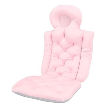 Imagem de Cryfokt Almofada de Banho de Corpo Inteiro Design Ergonômico Materiais de Suporte Macios Secagem Rápida para Banheira de Adulto Apoio de Cabeça para Pescoço para Vários Modelos de Banheira, (Rosa)