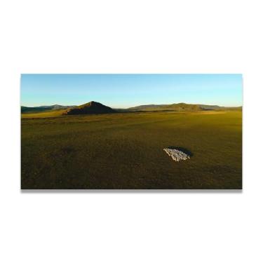 Imagem de LKXGRRSFG Uma bola de branco foto real cidade mar neve vale rio nascer do sol impressão em tela para decoração de casa 69,8 x 126 cm sem moldura