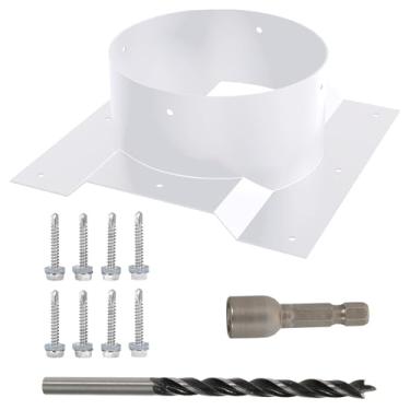 Imagem de Adaptador de ventilação de teto de contêiner de 20,32 cm para turbinas Whirlybird, tampas redondas de chaminé e aberturas de janela de telhado ondulado, 1 pacote, branco