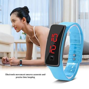 Imagem de Generic Relógio Esportivo Digital LED Pulseira de Silicone Display Eletrônico de 12 Horas para Entusiastas de Fitness Em Corrida Ao Ar Livre Preto (Azul claro)