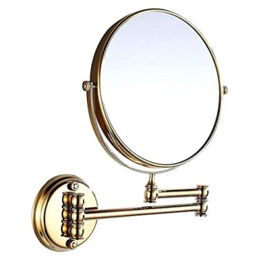 Imagem de CZCZC Espelho de maquiagem espelho de maquiagem espelho de montagem na parede do banheiro, espelho de maquiagem de 20 cm com ampliação 3X espelho de beleza espelho de banheiro extensível de dois lados