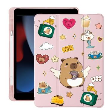 Imagem de BlHMCASE Capa fofa Kawaii Capivara para iPad (A16) 11ª geração 2025, para iPad 10ª geração, capa de 10,9 polegadas 2022 com suporte para lápis, hibernar/despertar automático, capa traseira de TPU