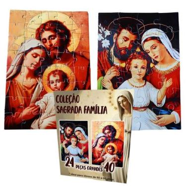 Imagem de 2 Quebra-Cabeça Para Idosos A Sagrada Família 40 E 24 Peças - Coleção 