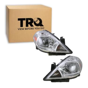 Imagem de TRQ Conjunto de montagem de farol de 2 peças lado do motorista e do passageiro compatível com Nissan Versa Hatchback 2007-2011 2011 Nissan Versa NI2502165 NI2503165