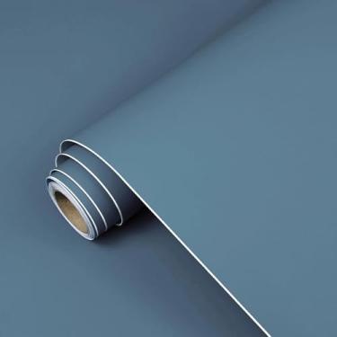 Imagem de XiaoDeYouth Papel de contato azul marinho 39,9 cm x 2,997 cm moderno cor sólida azul marinho papel de parede autoadesivo à prova d'água rolo de vinil decorativo removível para armários de quarto mesa