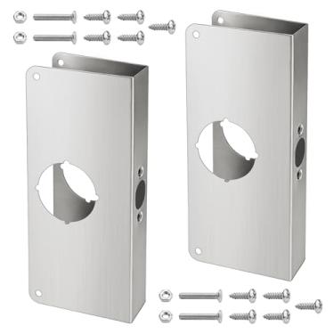 Imagem de U 9585 Placa de reforço de fechadura de porta de aço inoxidável para portas de 3,5 cm de espessura, use para reforçar e reparar portas de metal, fibra de vidro e madeira - pacote com 2