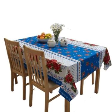 Imagem de Toalha De Mesa Quadrada 4 Lugares 145x145cm Poliéster e Algodão(Jardim Azul)
