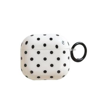 Imagem de Linda capa branca de bolinhas para Airpods 4 retrô vintage estética elegante capa protetora para AirPods 4ª geração