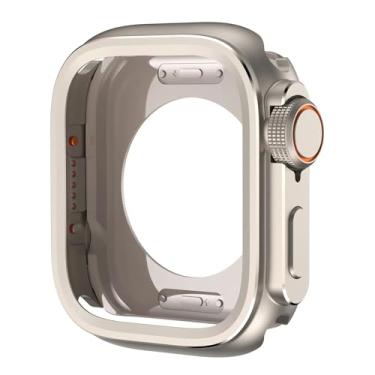 Imagem de KGFCE Capa protetora de metal para Apple Watch Series 10 46 mm com moldura protetora para IWatch 10 de 46 mm muda para Ultra 2 49 mm (cor titânio)