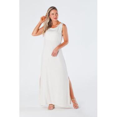 Imagem de Vestido Longo sem Mangas Decote Redondo e Fendas Laterais Viscolinho O