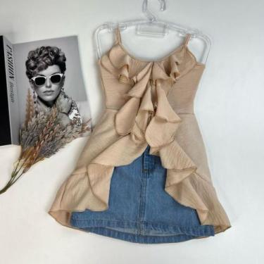 Imagem de Roupa Infantil Meninas Bata Alongada Boho Chique Saia Jeans - Mini Div