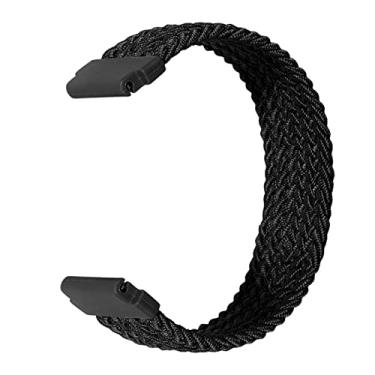 Imagem de HAZELS Pulseira de relógio para Samsung Galaxy Watch 3 41/45/46/42mm Active 2 Pulseira de tecido trançado Solo Loop para Huawei Watch gt 2 Pulseira 20/22mm (Cor: Preto, Tamanho: 20mm Universal L)