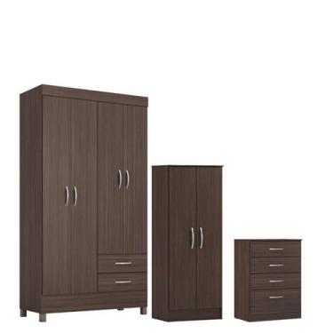 Imagem de Guarda Roupa Solteiro Astro com Multiuso Viena com Comôda Astral Café 