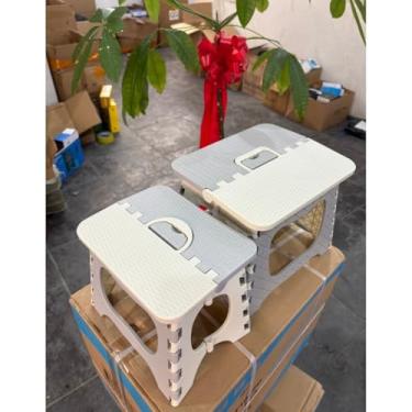 Imagem de Banqueta Banquinho Dobrável De Plástico Resistente Para Viagem(cinza,Adulto)