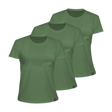 Imagem de Kit com 3 Camiseta Algodão Sportswear Muvin - Feminino - Mais Conforto - Academia – Camiseta Manga Curta - Treino Funcional - Corrida – Ginástica (BR, Alfa, P, Regular, Verde Menta)