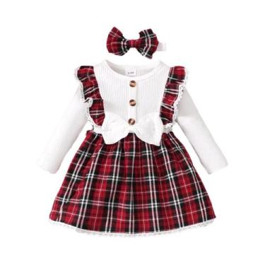 Imagem de Novo vestido e faixa de cabeça com design de renda xadrez da moda para