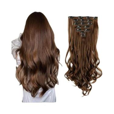 Imagem de Extensões De Cabelo Sintético Cacheado Longo De 22 Polegadas Com Clipe